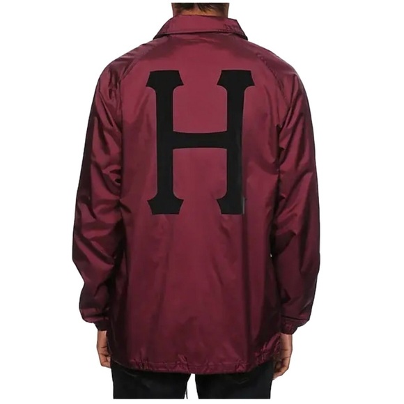 Huf Big H Burgundy Coach Jacket Sz M - Picture 1 of 11